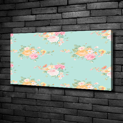 Cuadro canvas moderno de gran formato horizontal Patrón floral
