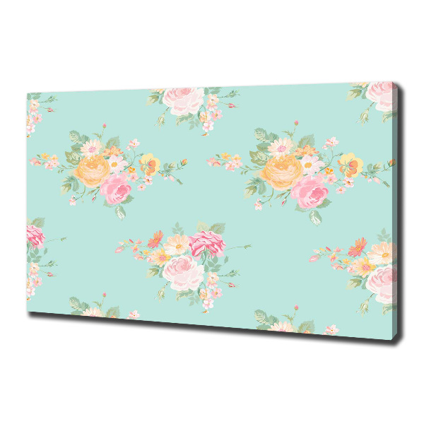 Cuadro canvas moderno de gran formato horizontal Patrón floral