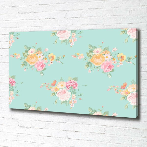 Cuadro canvas moderno de gran formato horizontal Patrón floral
