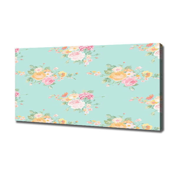 Cuadro canvas moderno de gran formato horizontal Patrón floral
