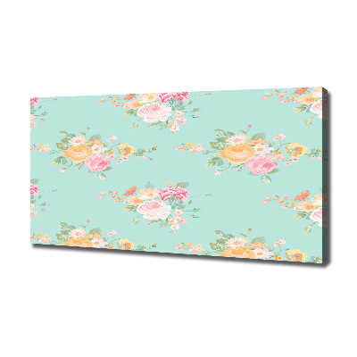 Cuadro canvas moderno de gran formato horizontal Patrón floral