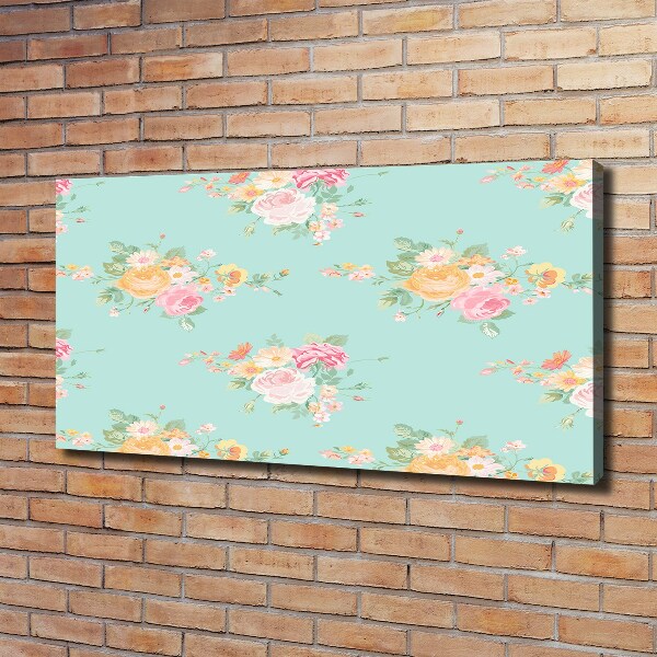 Cuadro canvas moderno de gran formato horizontal Patrón floral