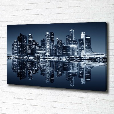 Cuadro canvas con impresión uv duradera horizontal Singapur de noche
