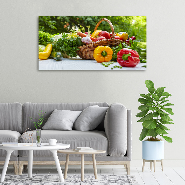 Cuadro canvas con impresión uv duradera horizontal Cesta de verduras