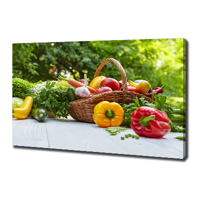Cuadro canvas con impresión uv duradera horizontal Cesta de verduras