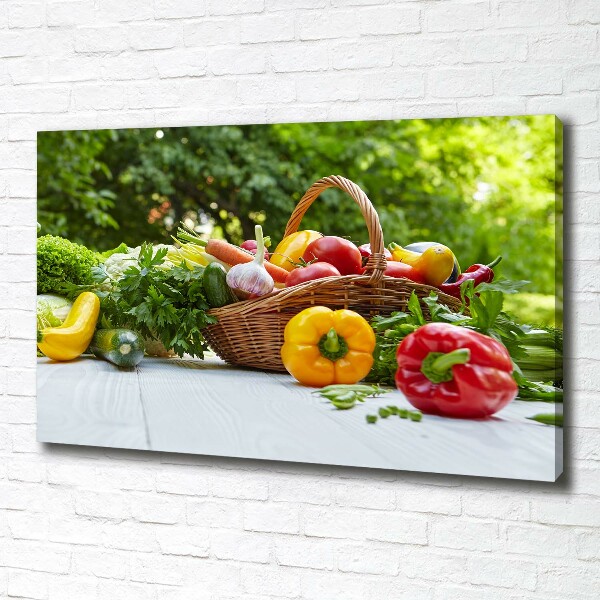 Cuadro canvas con impresión uv duradera horizontal Cesta de verduras