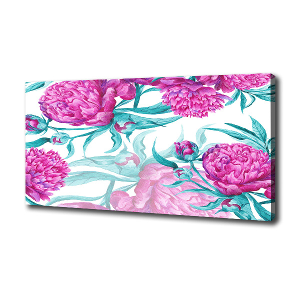 Cuadro canvas con impresión uv duradera horizontal Peonías rosas