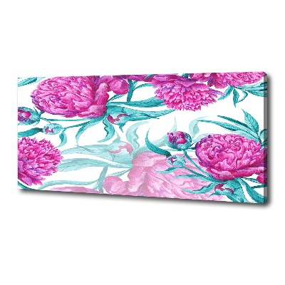 Cuadro canvas con impresión uv duradera horizontal Peonías rosas