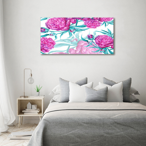 Cuadro canvas con impresión uv duradera horizontal Peonías rosas