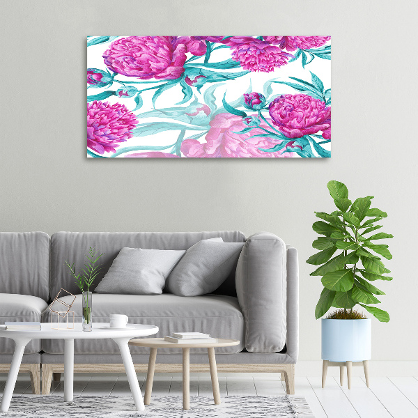 Cuadro canvas con impresión uv duradera horizontal Peonías rosas