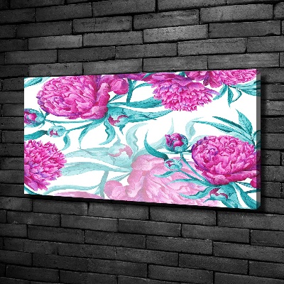 Cuadro canvas con impresión uv duradera horizontal Peonías rosas