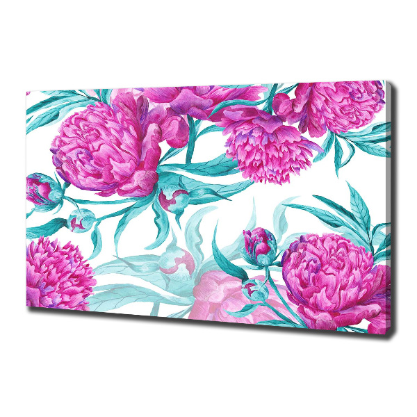 Cuadro canvas con impresión uv duradera horizontal Peonías rosas