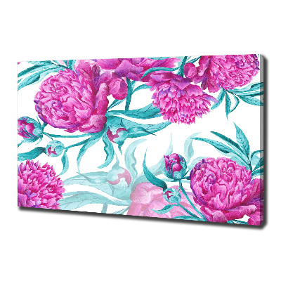 Cuadro canvas con impresión uv duradera horizontal Peonías rosas