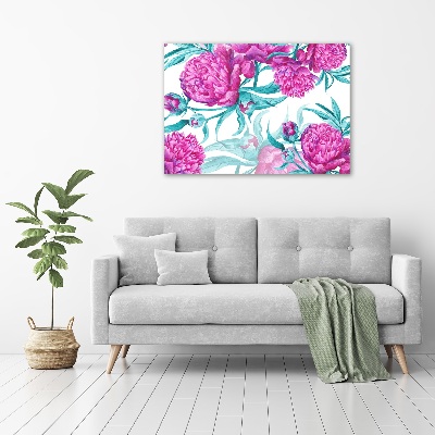 Cuadro canvas con impresión uv duradera horizontal Peonías rosas