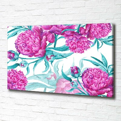 Cuadro canvas con impresión uv duradera horizontal Peonías rosas