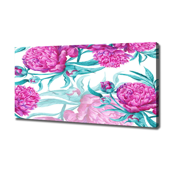 Cuadro canvas con impresión uv duradera horizontal Peonías rosas