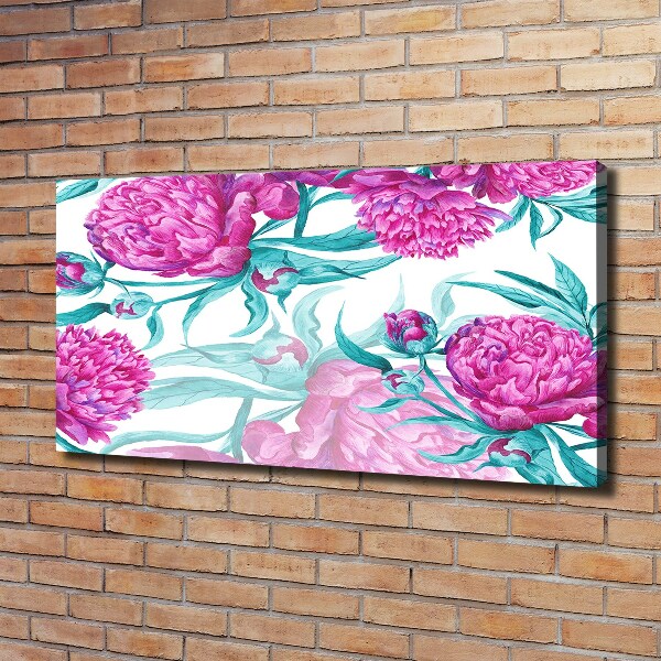 Cuadro canvas con impresión uv duradera horizontal Peonías rosas