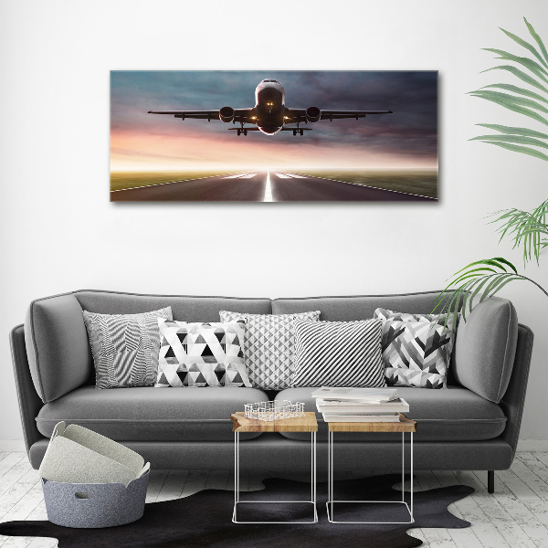 Cuadro canvas con impresión uv duradera horizontal Un avión despegando