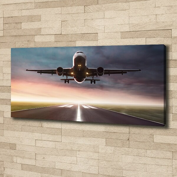 Cuadro canvas con impresión uv duradera horizontal Un avión despegando