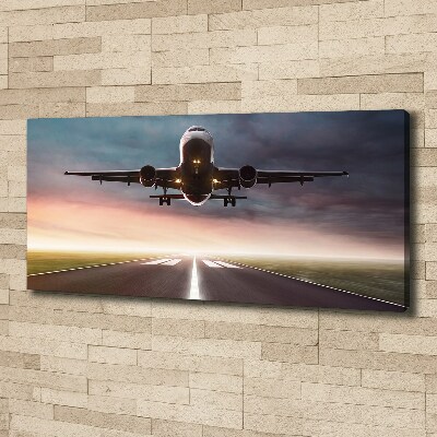 Cuadro canvas con impresión uv duradera horizontal Un avión despegando