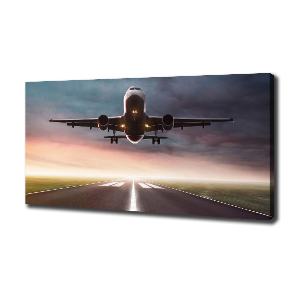Cuadro canvas con impresión uv duradera horizontal Un avión despegando