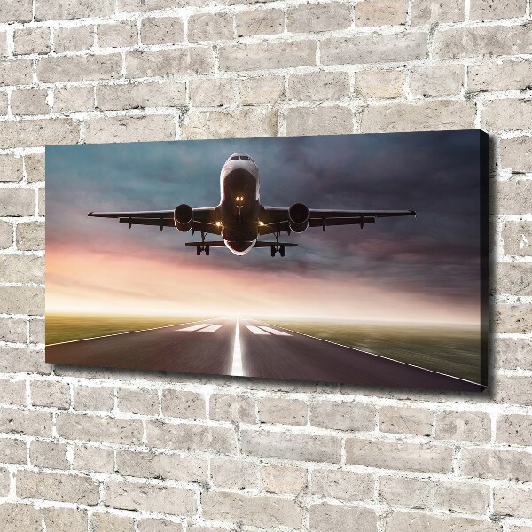 Cuadro canvas con impresión uv duradera horizontal Un avión despegando