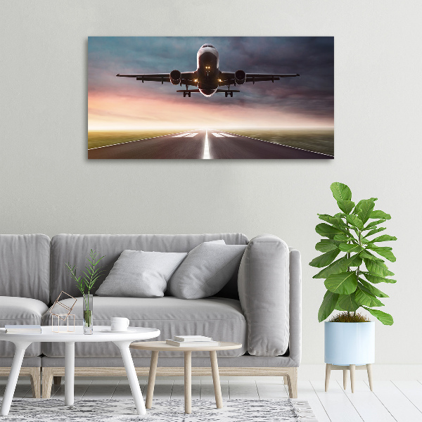 Cuadro canvas con impresión uv duradera horizontal Un avión despegando