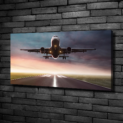 Cuadro canvas con impresión uv duradera horizontal Un avión despegando