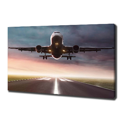 Cuadro canvas con impresión uv duradera horizontal Un avión despegando