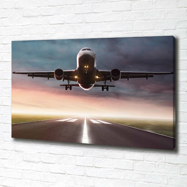Cuadro canvas con impresión uv duradera horizontal Un avión despegando
