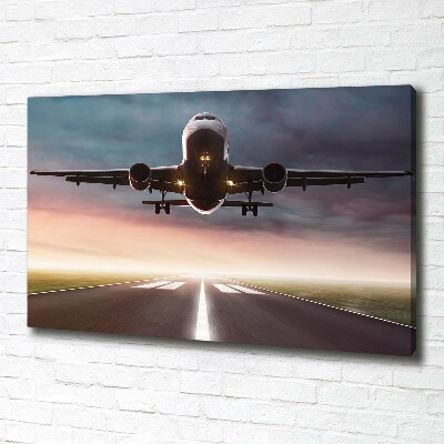 Cuadro canvas con impresión uv duradera horizontal Un avión despegando