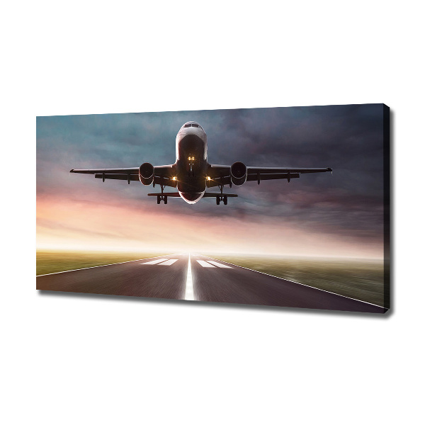 Cuadro canvas con impresión uv duradera horizontal Un avión despegando