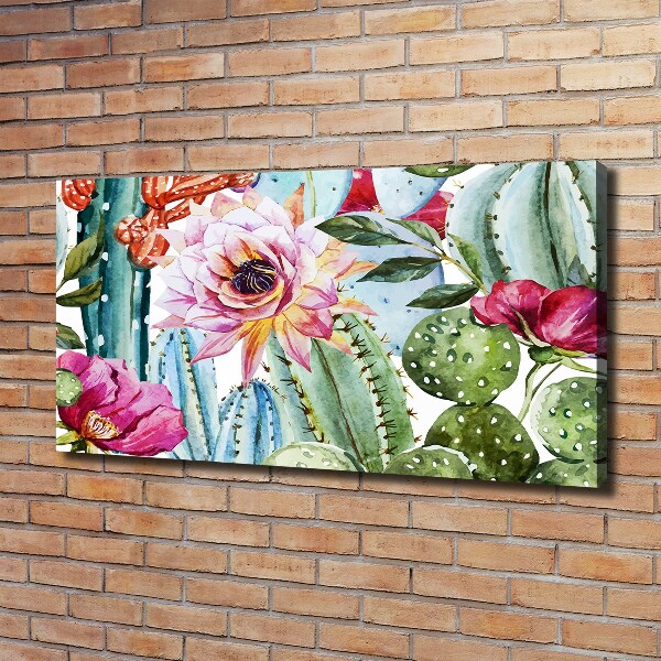 Fotocuadro en lienzo de alta calidad horizontal Cactus y flores