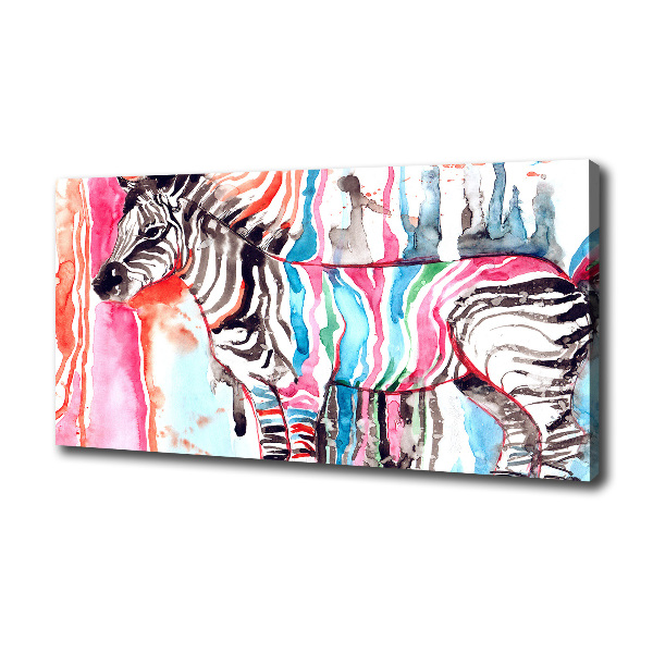 Cuadro canvas moderno de gran formato horizontal Cebra colorida