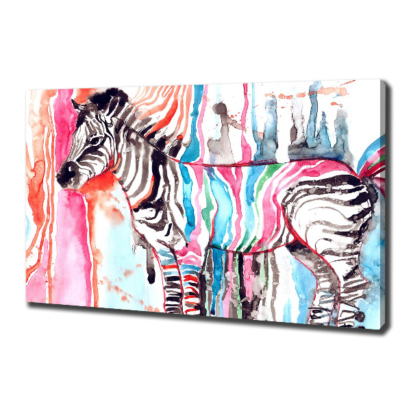 Cuadro canvas moderno de gran formato horizontal Cebra colorida