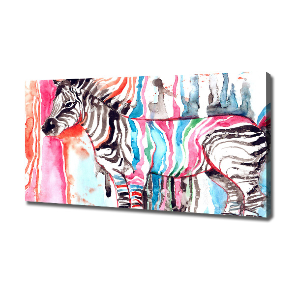 Cuadro canvas moderno de gran formato horizontal Cebra colorida