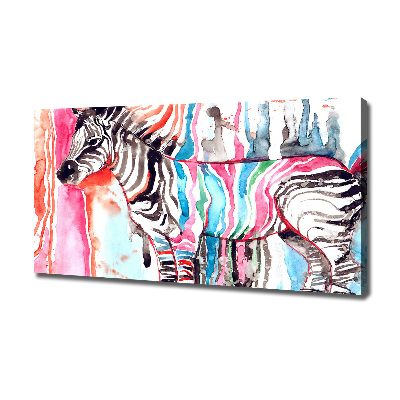Cuadro canvas moderno de gran formato horizontal Cebra colorida