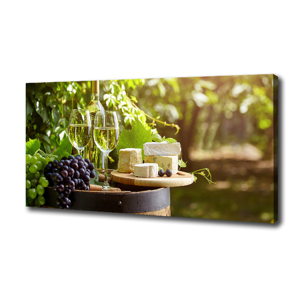 Cuadro canvas moderno de gran formato horizontal Vino y aperitivos
