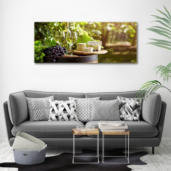 Cuadro canvas moderno de gran formato horizontal Vino y aperitivos