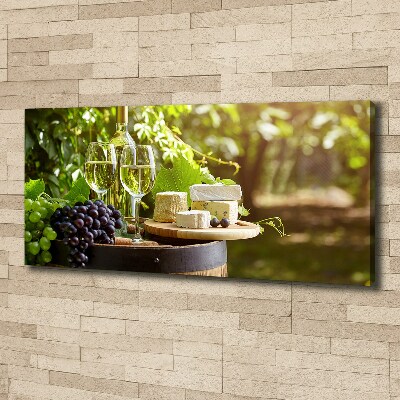 Cuadro canvas moderno de gran formato horizontal Vino y aperitivos