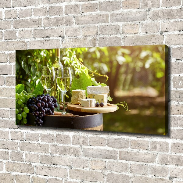 Cuadro canvas moderno de gran formato horizontal Vino y aperitivos