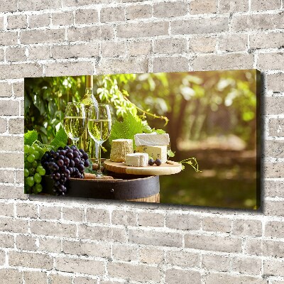 Cuadro canvas moderno de gran formato horizontal Vino y aperitivos