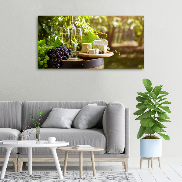 Cuadro canvas moderno de gran formato horizontal Vino y aperitivos