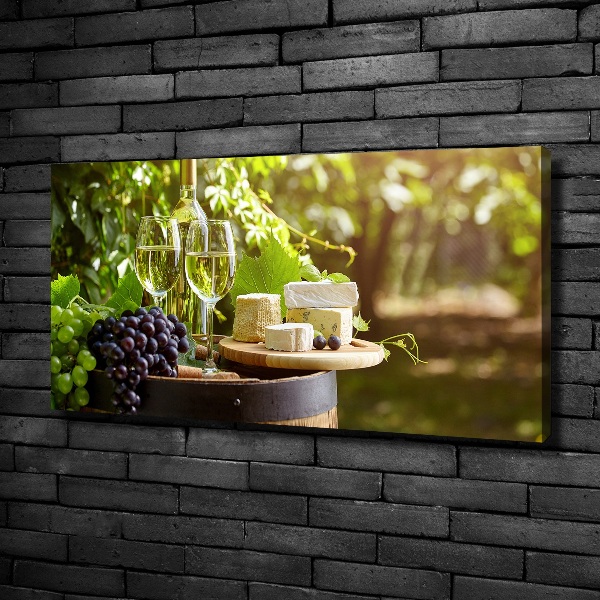 Cuadro canvas moderno de gran formato horizontal Vino y aperitivos