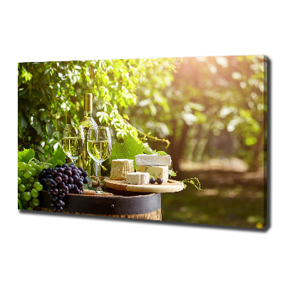 Cuadro canvas moderno de gran formato horizontal Vino y aperitivos