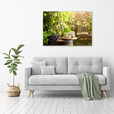 Cuadro canvas moderno de gran formato horizontal Vino y aperitivos