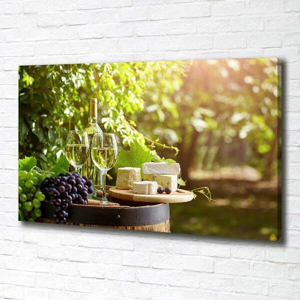Cuadro canvas moderno de gran formato horizontal Vino y aperitivos