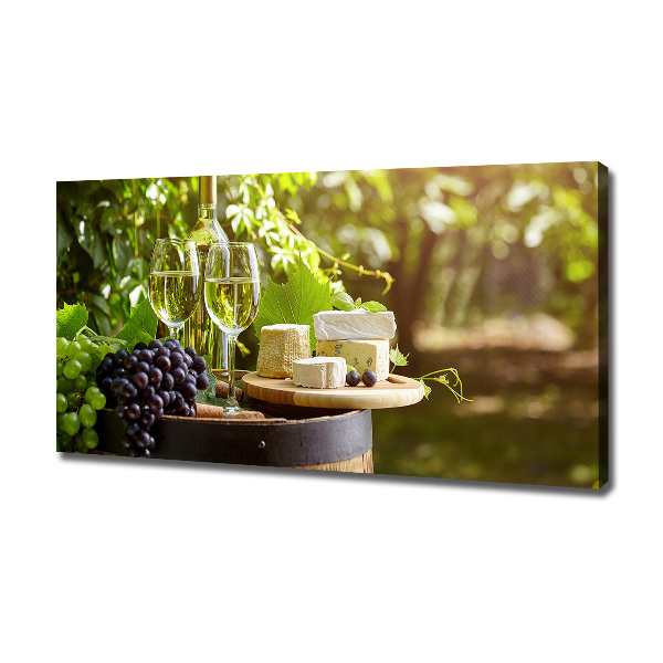 Cuadro canvas moderno de gran formato horizontal Vino y aperitivos