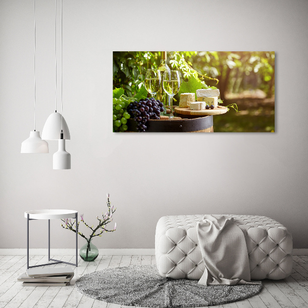 Cuadro canvas moderno de gran formato horizontal Vino y aperitivos