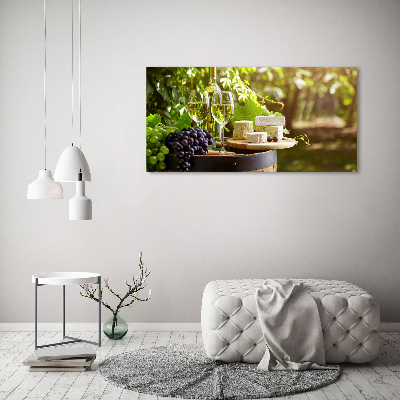 Cuadro canvas moderno de gran formato horizontal Vino y aperitivos